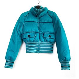 [Used]  MISSONI Down Jacket Long Sleeve / Winter Light Blue x White x Black Black White Light blue
