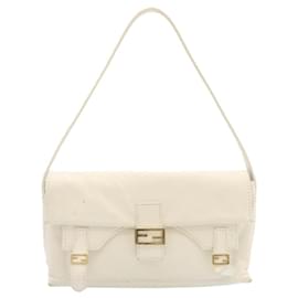 Fendi-FENDI Bolso de hombro Cuero Blanco Dorado Auth yt530-Blanco