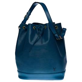 Louis Vuitton-L'Incontournable sac à main Louis Vuitton Grand Noé en cuir épi bleu garniture en métal doré-Bleu
