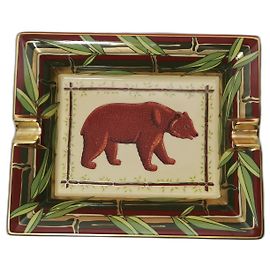 Hermès Cinzeiro hermes Branco Dourado Verde Castanho claro Castanho escuro Verde claro