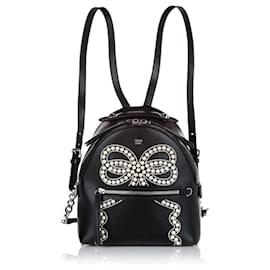 Fendi-Fendi Black By The Way Leather Backpack-Black,White
