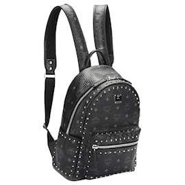 MCM-MCM Black Visetos Stark Leather Backpack-Black