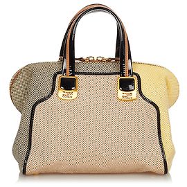 Bolsa Fendi Colorblock Canvas Chameleon Marrom Marrom Bege Castanho claro