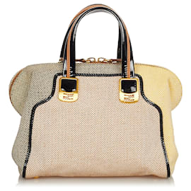 Fendi-Fendi Brown Colorblock Canvas Chameleon Handbag-Brown,Beige,Light brown