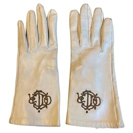 Christian Dior-Bestickte Dior Handschuhe-Aus weiß
