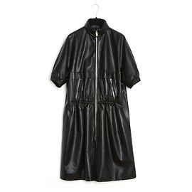 Prada BLACK LEATHER TRENCH FR38 Black