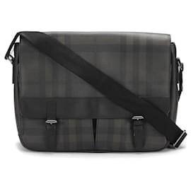 Burberry-Burberry Smoked Check Crossbody Bag in grey coated/waterproof canvas-Grey