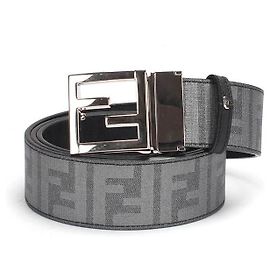 Fendi Zucca Belt in grey calf leather leather Grey