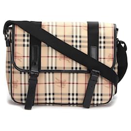 Burberry-Burberry Haymarket Check Crossbody Bag in beige coated/waterproof canvas-Beige