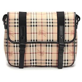 Burberry-Burberry Haymarket Check Crossbody Bag in beige coated/waterproof canvas-Beige