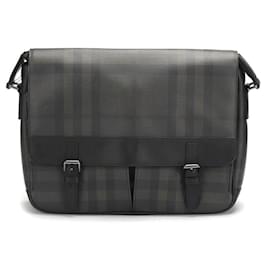 Burberry-Burberry Smoked Check Crossbody Bag in grey coated/waterproof canvas-Grey