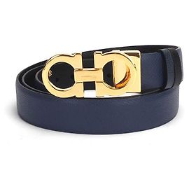 Salvatore Ferragamo Ferragamo Gancini Ledergürtel aus blauem Kalbsleder Blau