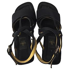 Fendi-[Used]  FENDI ◆ Sandals / 35 / BLK / Platform sandals / Leather sticky / High brand / Black / Leather-Black