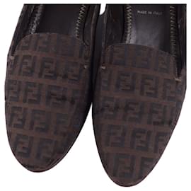 Fendi-[Used]  Vintage Fendi FENDI shoes slip-on loafers Zucca ladies canvas shoes made in Italy 36.5 (equivalent to 23.5 cm) Brown-Brown