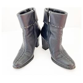 Fendi-[Used]  FENDI short boots outsole re-covered black leather-Black