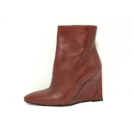 Fendi-[Used]  FENDI Short Boots 35 1/2 Ladies-Bordeaux Wedge Sole Leather-Red