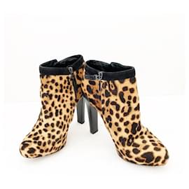 Fendi-[Used]   FENDI Booty Leopard print Light brown x Dark brown x Black Harako x Suede-Black,Light brown,Dark brown