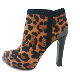 Fendi-[Used]  FENDI Booty Leopard print Light brown x Black x Multi Harako x Suede-Black,Light brown