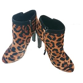 Fendi-[Used]  FENDI Booty Leopard print Light brown x Black x Multi Harako x Suede-Black,Light brown