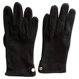 Dolce & Gabbana-GUCCI BLACK SUEDE GLOVES-Black