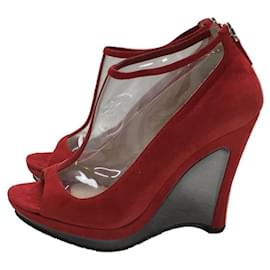 Fendi-[Used]  FENDI ◆ Pumps / 38 / RED / Suede-Red