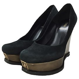 [Used]  FENDI ◆ Pumps / 36 / BLK / Suede Black