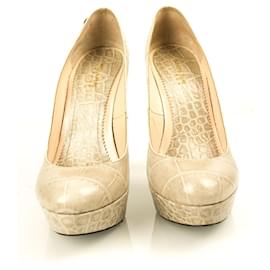 Patrizia Pepe-Patrizia Pepe zapatos de salón con puntera redonda en piel de cocodrilo beige 39-Beige
