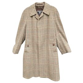 Burberry Vintage Tweed-Mantelgröße für Herren 48 Hellbraun