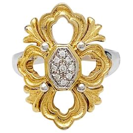 Buccellati ring, "Opera", two golds and diamonds. Other