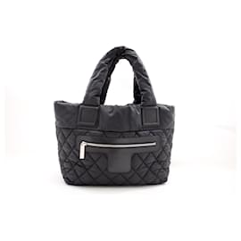 Chanel-CHANEL Coco Cocoon Nylon Tote Bag Handbag Black Bordeaux Leather-Black