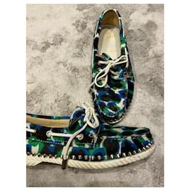 Christian Louboutin-Flats-Turquoise