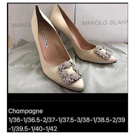 Manolo Blahnik-Hangisi. champagne. New 105 MM.-Other