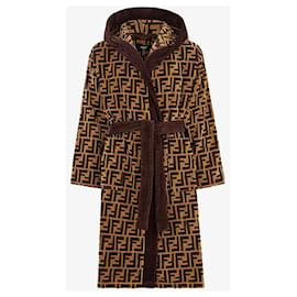 Fendi-Fendi lined FF logo bathrobe in fabric SIZE M NEW-Brown