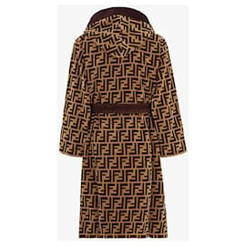 Fendi-Fendi lined FF logo bathrobe in fabric SIZE M NEW-Brown