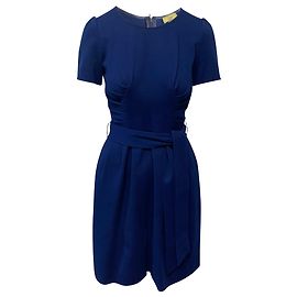 Issa London Robe Plissée en Viscose Bleue Bleu