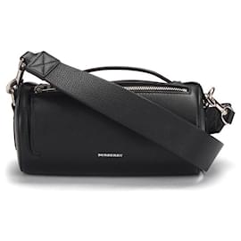 Burberry-Burberry Barrel Leather Crossbody Bag in black calf leather leather-Black