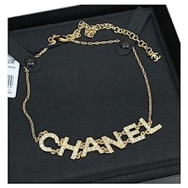 Chanel-Gargantilla CHANEL Gold strass-Gold hardware