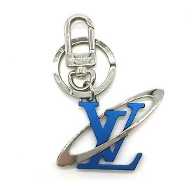 Louis Vuitton Silver Blue Satellite LV Initiales Holder Key Charm Multicolore