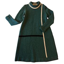 Bouchra Jarrar-Kleid aus Wolle in A-Linie-Hellgrün