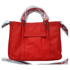 Longchamp-Bolsa 3D Longchamp em couro vermelho-Vermelho