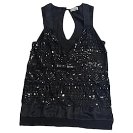 Pinko Black Sequined Cross Front Top Black
