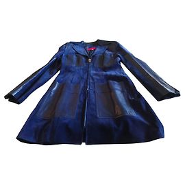 Christian Lacroix Blue Lambskin and Deerskin Leather Jacket Blue