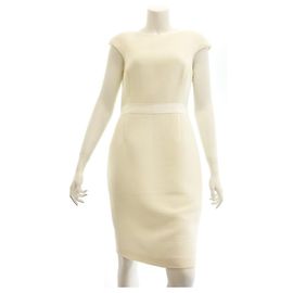 [Usado] CAROLINA HERRERA Vestido sin mangas de mezcla de seda 4 damas blancas Blanco