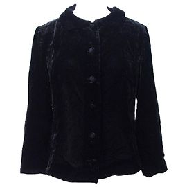 [Usato] Junko Shimada Velour Camicia/giacca con collo rotondo e maniche a otto quarti 9 Colore: Nero Nero