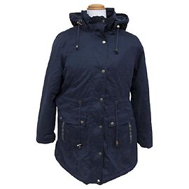 [Used] JUNKO SHIMADA 11 Ladies Coat Parka Boa Lining Dot Button x Zip Closure Long Sleeves --Navy Navy blue