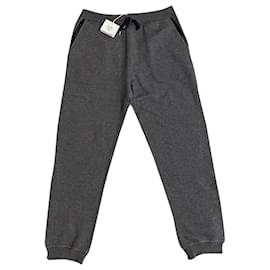 Hermès-Pantalon de jogging hermes avec nouveau détail en cuir-Gris