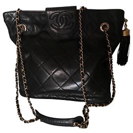 Bolsa Chanel de couro preto Preto