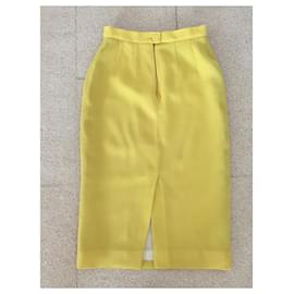 Kenzo-Lemon yellow wool pencil skirt T.34-36-Yellow