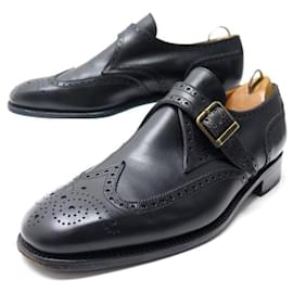 JM Weston-JM WESTON SHOES 533 LOAFERS WITH BUCKLE 8.5E 42.5 LARGE BLACK LEATHER SHOES-Black