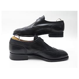 JM Weston-JM WESTON SHOES 533 LOAFERS WITH BUCKLE 8.5E 42.5 LARGE BLACK LEATHER SHOES-Black